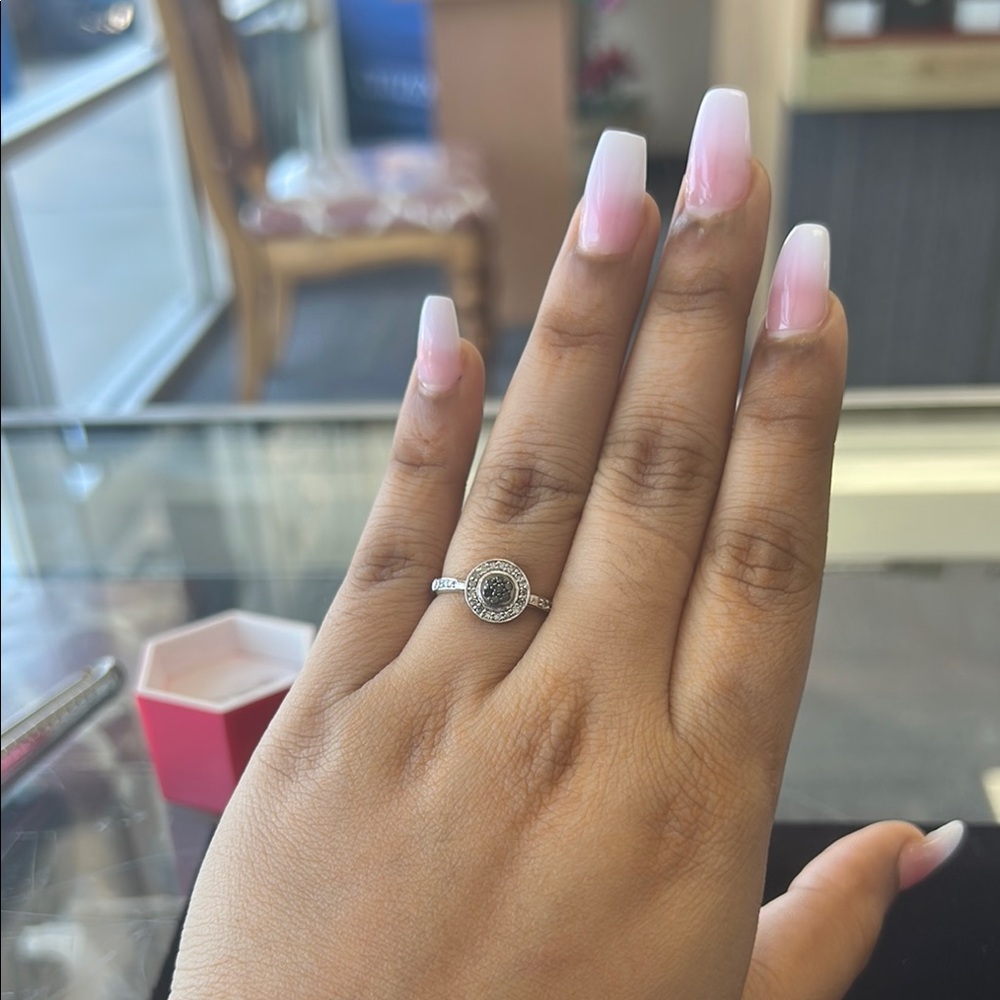 Silver Solitaire Ring With Gemstone - image 1